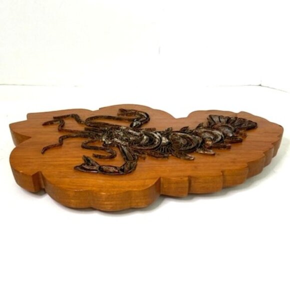 Vintage Metal Lobster on Wooden Block Printing Block Wall Art Decorative - Picture 5 of 6